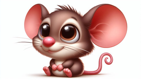 Funny cartoon of a mouse on white backgroundの素材