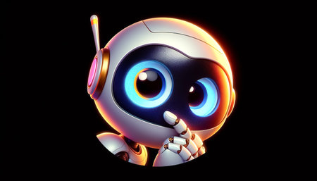 Illustration of a 3D cute adorable robot cartoonの素材