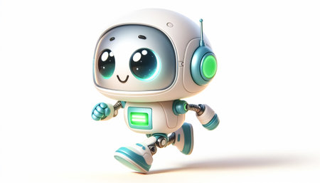 Illustration of a 3D cute adorable robot cartoonの素材