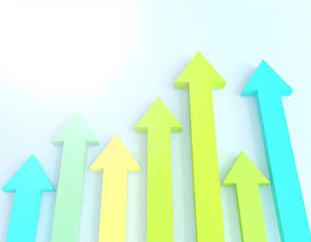 Colorful arrows on white backgroundの素材