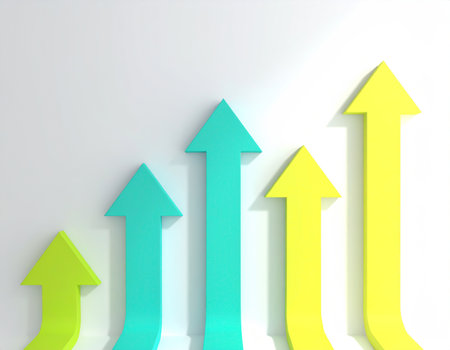 Colorful arrows on white backgroundの素材