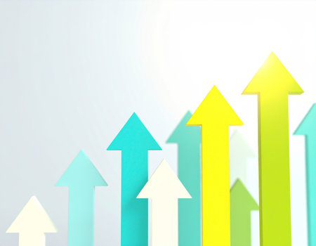 Colorful arrows on white backgroundの素材