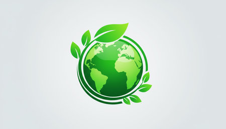 Green earth with leaf symbolizing environmental protectionの素材