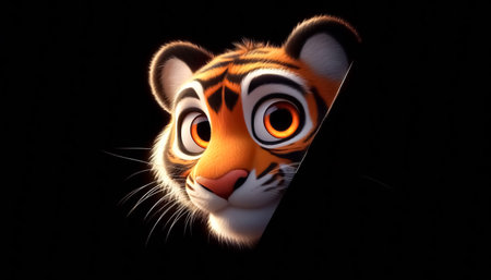 3D funny baby tiger cartoon illustrationの素材