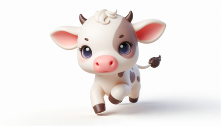 Illustration of a 3D cute adorable cow cartoonの素材