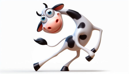 Illustration of a 3D cute adorable cow cartoonの素材