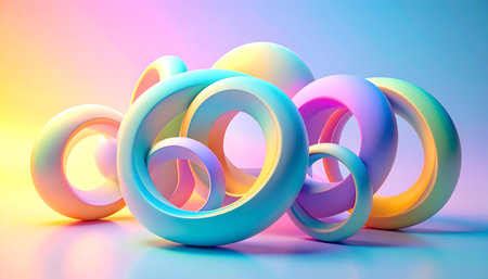 Dynamic visual effect in background with rainbow ringsの素材