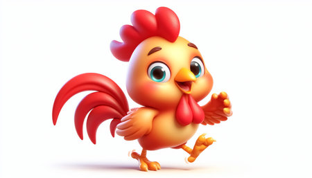 3D funny baby rooster cartoon illustrationの素材