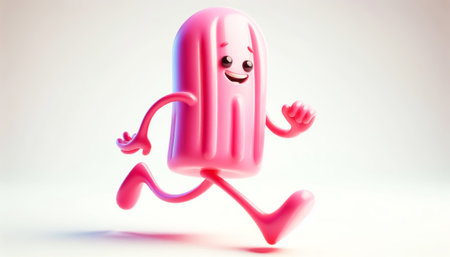 Cute ice cream cartoon illustration on white backgroundの素材