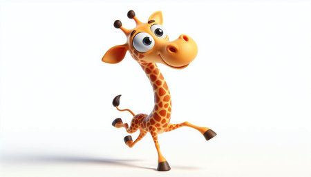 3D cute adorable giraffe cartoonの素材