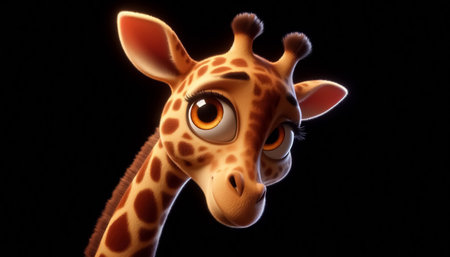 3D cute adorable giraffe cartoonの素材
