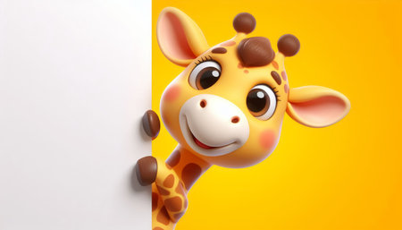 3D cute adorable giraffe cartoonの素材