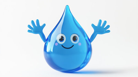Illustration of a 3D cute adorable water drop cartoonの素材