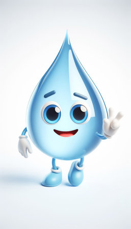 Illustration of a 3D cute adorable water drop cartoonの素材
