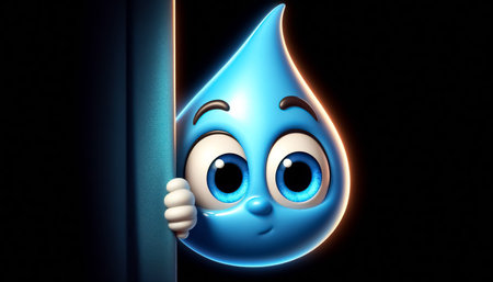 Illustration of a 3D cute adorable water drop cartoonの素材