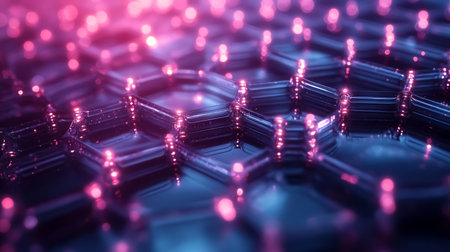 3d rendering of abstract particles in empty space. Futuristic background with depth of field and bokeh.の素材