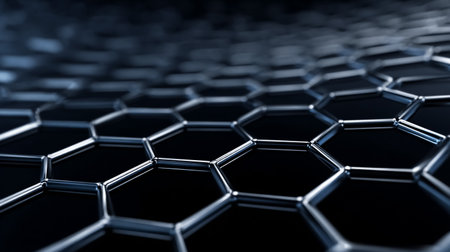 Black and white hexagonal honeycomb background. 3d render illustrationの素材