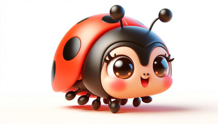 3D funny ladybug cartoon illustrationの素材