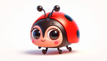 3D funny ladybug cartoon illustrationの素材