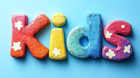 Colorful illustration of the word KIDS. International Children's Dayの素材