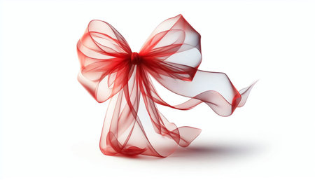 Abstract bow represented by soft silk floating gently in the backgroundの素材