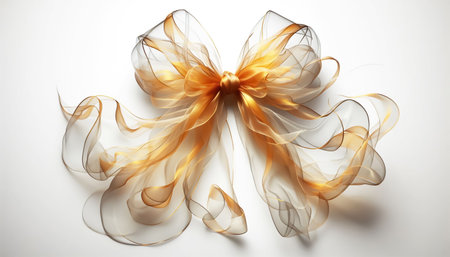 Abstract bow represented by soft silk floating gently in the backgroundの素材