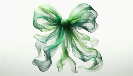 Abstract bow represented by soft silk floating gently in the backgroundの素材