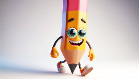 Illustration of a 3D cute adorable pencil cartoonの素材