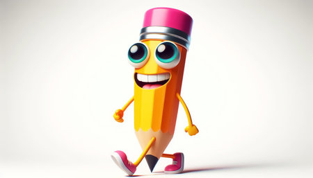 Illustration of a 3D cute adorable pencil cartoonの素材