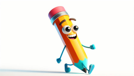 Illustration of a 3D cute adorable pencil cartoonの素材