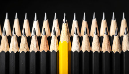 Pencils on black backgroundの素材