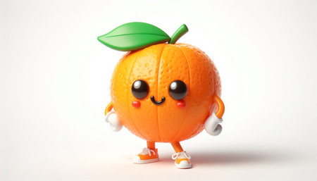 3D funny orange cartoonの素材