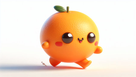 3D funny orange cartoonの素材