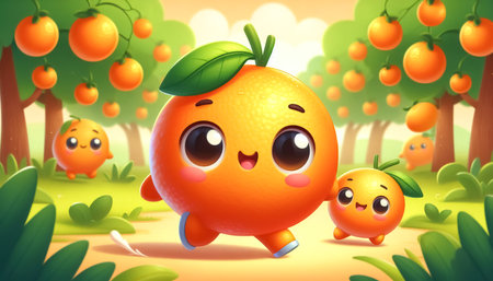 3D funny orange cartoonの素材