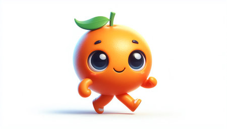 3D funny orange cartoonの素材
