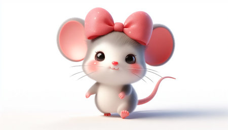 Funny cartoon of a mouse on white backgroundの素材