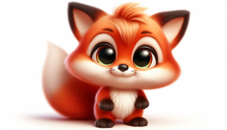 Funny cartoon of a fox on white backgroundの素材