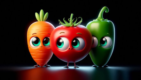 Adorable vegetables cartoons. Agriculture and healthy food concept. World Vegan Dayの素材