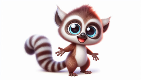 3D rendered illustration of a little lemur isolated on white backgroundの素材