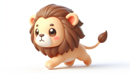 3D funny adorable lion cartoonの素材