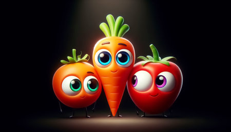 Adorable vegetables cartoons. Agriculture and healthy food concept. World Vegan Dayの素材