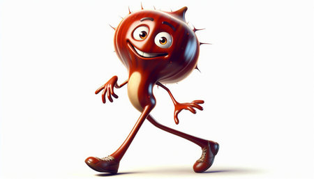Adorable 3D chestnut cartoon. Autumn fruitの素材