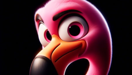 3D cute flamingo cartoon illustrationの素材