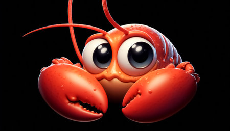 Funny 3D adorable lobster cartoonの素材