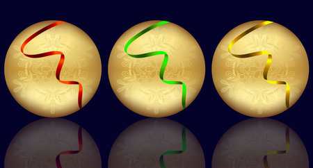 Christmas illustration card with decorative ballsの写真素材