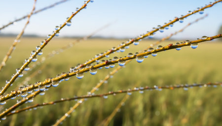 Dew drops on vegetationの素材