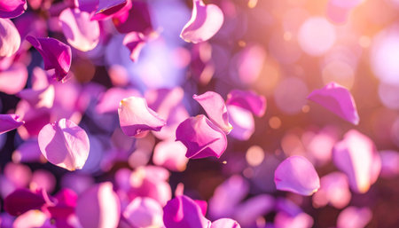 Pink bokeh background with flower petalsの素材