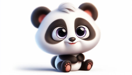 3D funny baby panda cartoonの素材