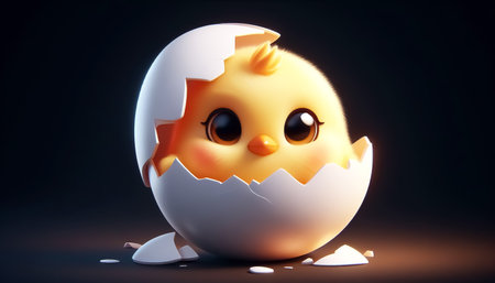3D cute adorable chick cartoonの素材