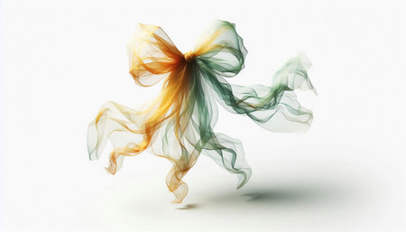 Abstract bow represented by soft silk floating gently in the backgroundの素材